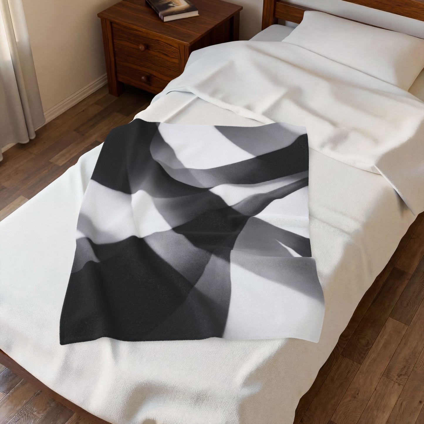 Abstract Black Smoke Design Velveteen Plush Blanket | Monochrome Swirl
