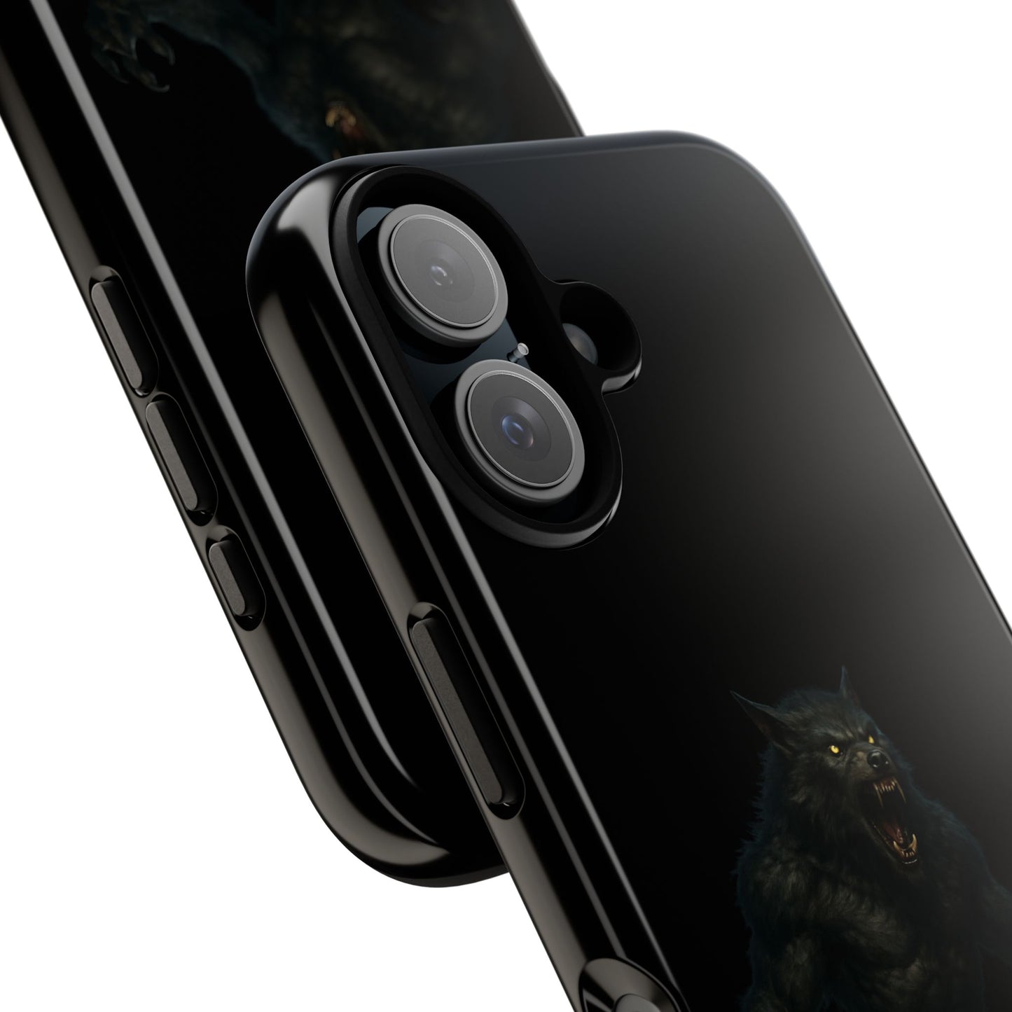Werewolf phone case with dark monster graphic, tough protective design, fits smartphone, by Printify.