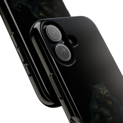 Werewolf phone case with dark monster graphic, tough protective design, fits smartphone, by Printify.