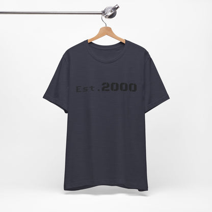 Retro pixel style T-shirt celebrating 2000, born in 2000 graphic tee by Printify, showcasing the vibrant design and classic fit.