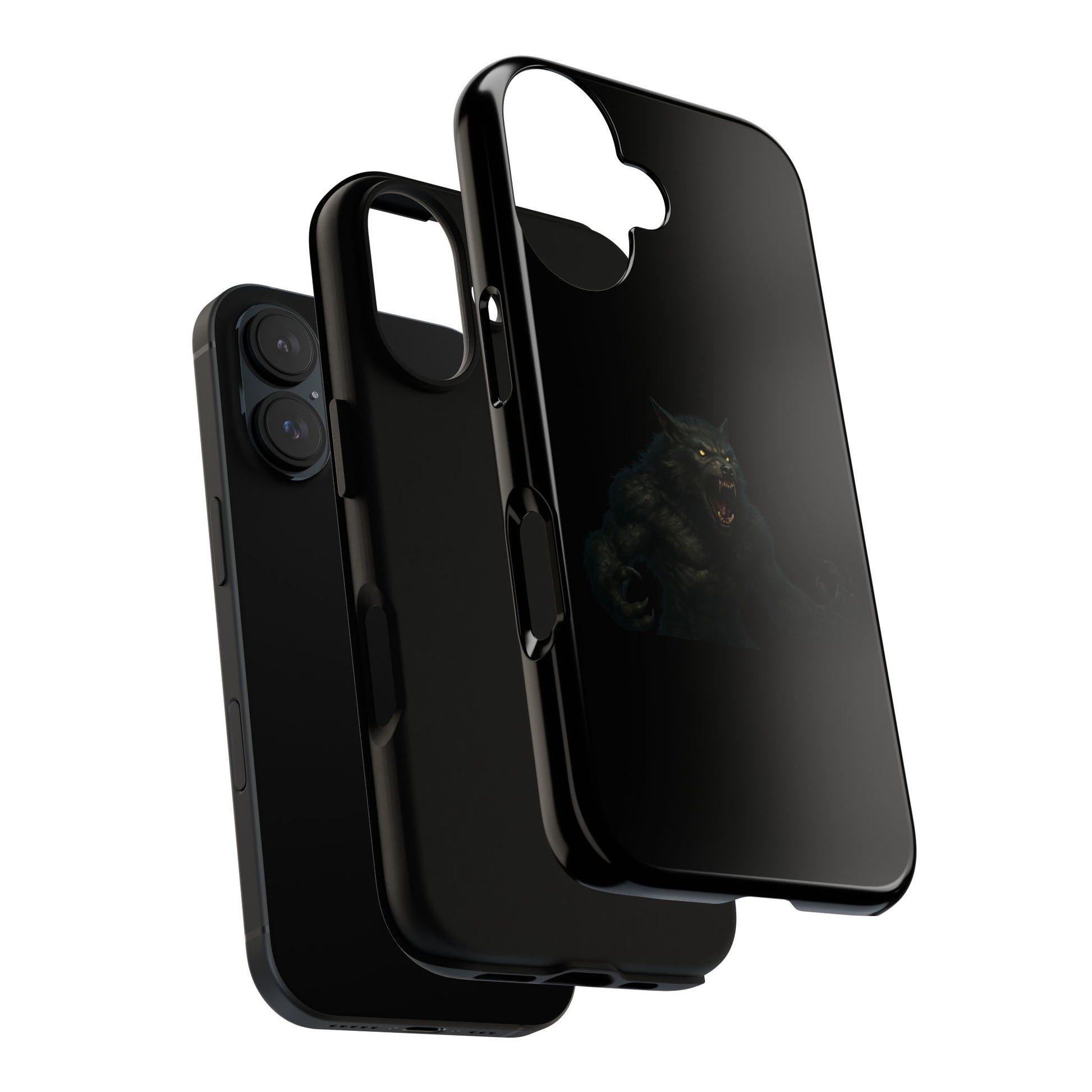 Werewolf phone case with dark monster graphic, tough protective design for smartphones, by Printify.