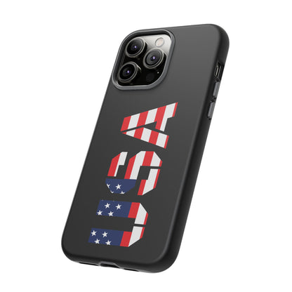 Printify USA patriotic American flag phone case, durable and tough protective cover for smartphones featuring a flag design.
