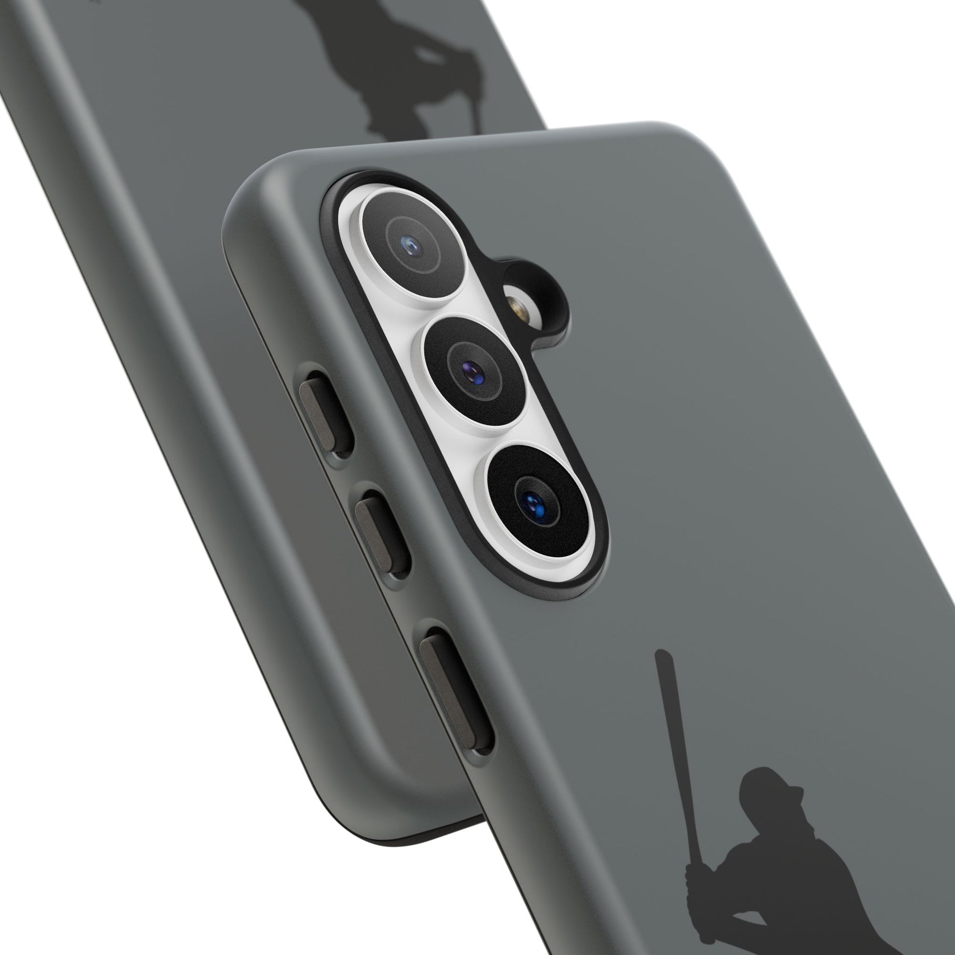 Black baseball silhouette tough phone case for iPhone, protective sporty design by Printify featuring a bold athletic graphic.