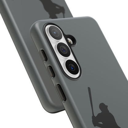 Black baseball silhouette tough phone case for iPhone, protective sporty design by Printify featuring a bold athletic graphic.