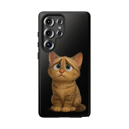 Cute sad kitty print phone case for iPhone, protective and stylish cat-themed accessory by Printify.