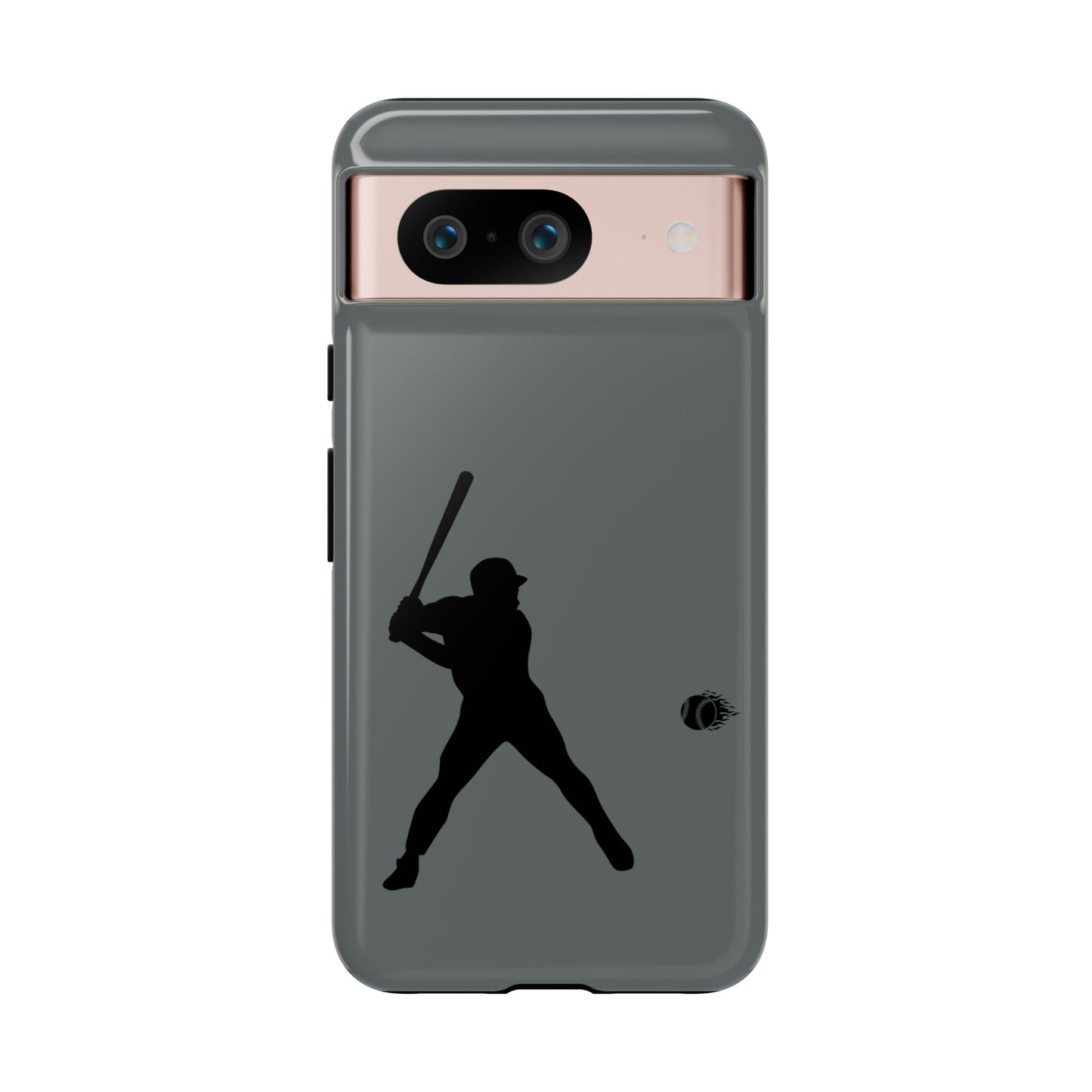 Black iPhone case with a baseball silhouette design, providing sporty, protective coverage for an iPhone.