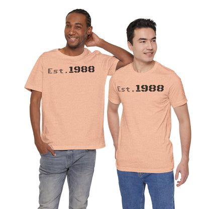Est. 1988 Unisex Jersey Tee, Vintage Birthday Shirt, Casual Everyday Wear, Gift for Him or Her, Anniversary Celebration Tee