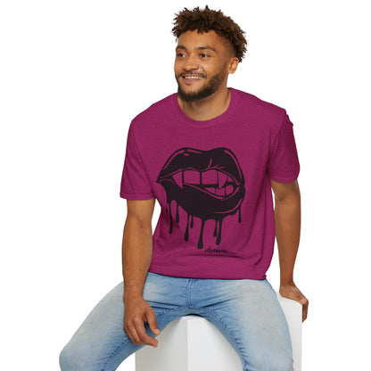 Edgy Graphic Unisex T-Shirt - Dripping Mouth Design, Cool Tee, Trendy Shirt, Hipster Top, Streetwear, Alternative Fashion, Holiday Gift