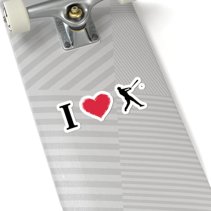 Baseball I Heart Batter Kiss-Cut Sticker