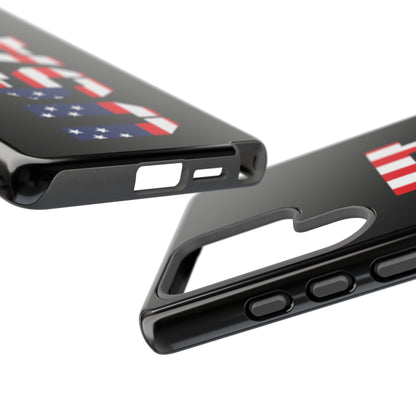 Patriotic American flag phone case by Printify, rugged protective case for smartphones with bold flag design and durability.