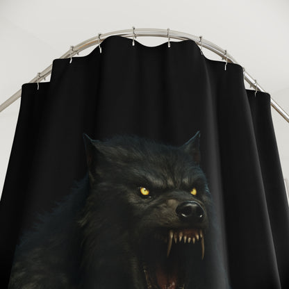 Werewolf Shower Curtain, Gothic Bathroom Decor, Moonlight Werewolf Design, Spooky Home Accent, Halloween Decoration - TRV