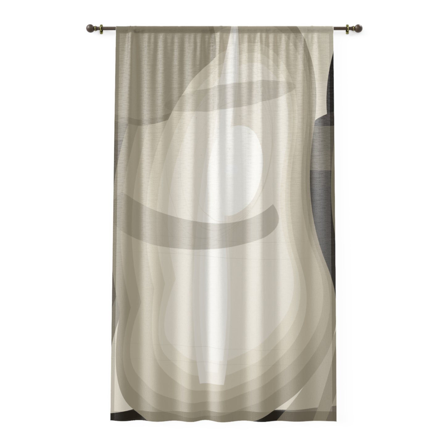 Abstract Neutral Swirl Window Curtain | Modern Geometric Sheer Panel