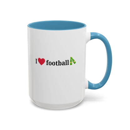 I Love Football Accent Coffee Mug, Perfect Gift for Sports Lovers, Football Enthusiasts, Unique Mug for Game Days, Home or Office Decor - TRV