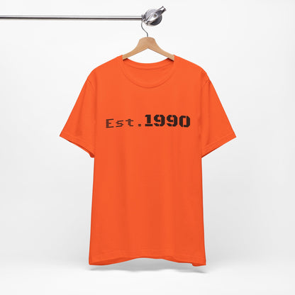 Vintage Est. 1990 T-Shirt by Printify featuring classic birth year design on a stylish casual tee