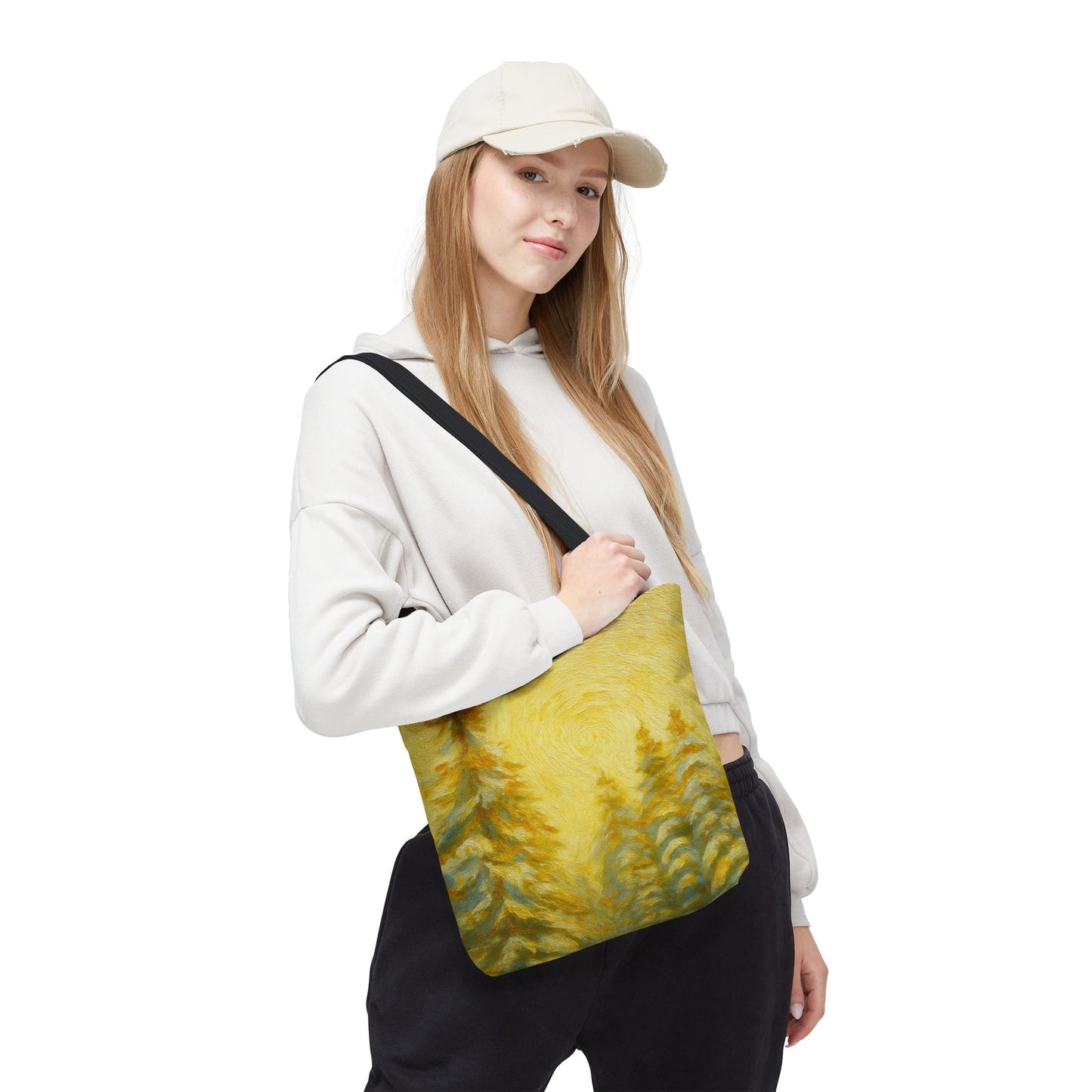 Eco-friendly canvas tote bag with artistic abstract design, ideal for beach or casual use, by Printify.