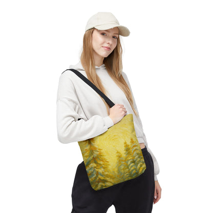 Eco-friendly canvas tote bag with artistic abstract design, ideal for beach or casual use, by Printify.