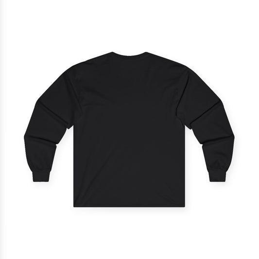 Gothic vampire portrait long sleeve T-shirt with Dracula graphic design by Printify, featuring a dark, detailed vampire illustration.