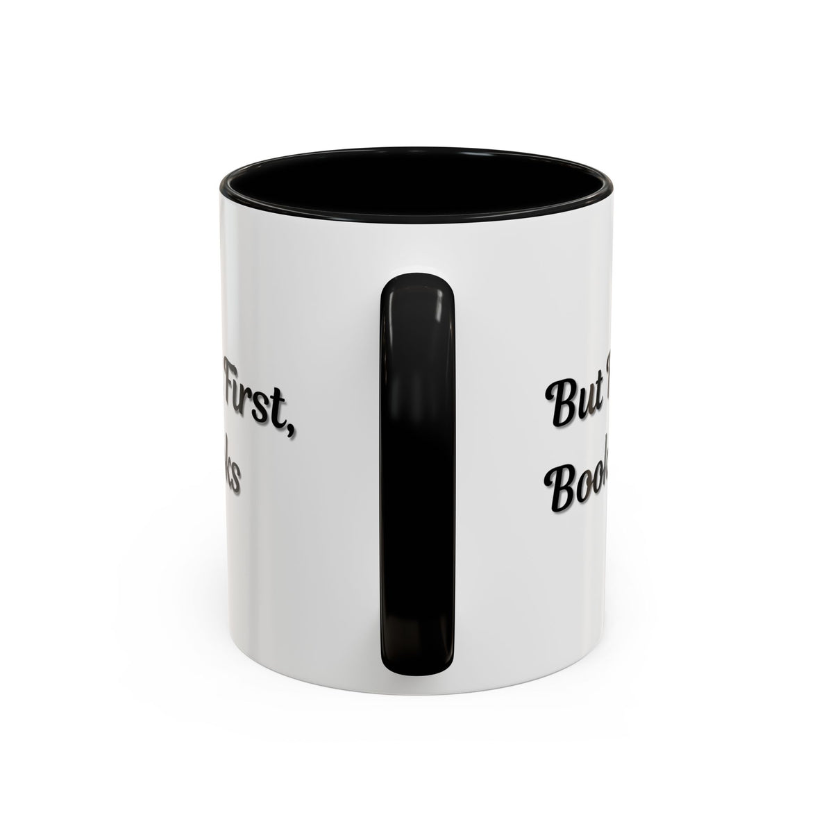 Printify "But First, Books" coffee mug showing a ceramic mug with book lover design in 11oz size.
