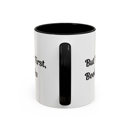 Printify "But First, Books" coffee mug showing a ceramic mug with book lover design in 11oz size.