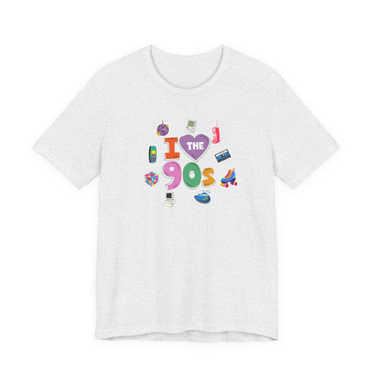Retro 1990s nostalgia T-shirt with iconic 90s graphics, featuring vintage style design on a comfortable printify T-shirt.