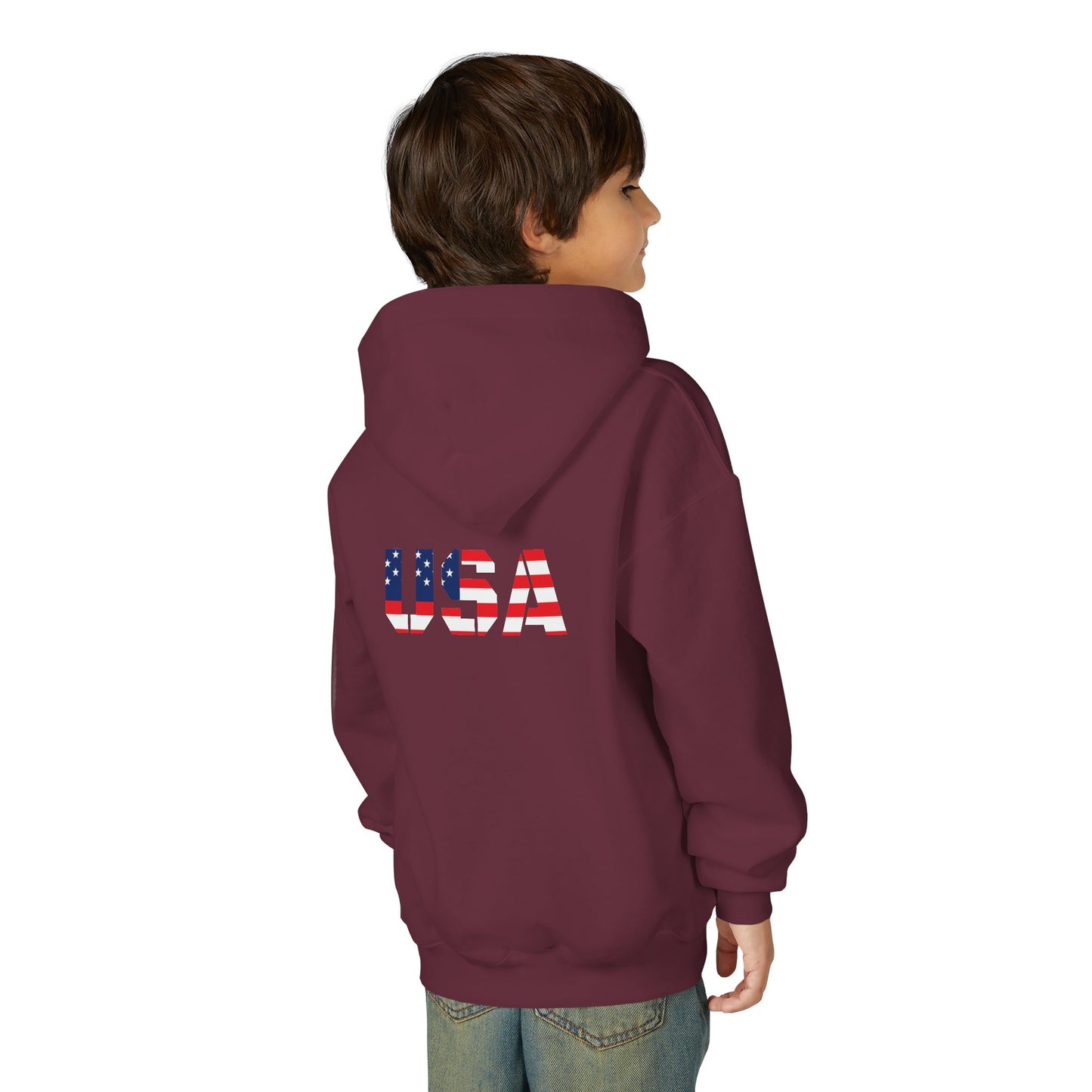 USA Flag Youth Hoodie, Youth Sweatshirt, Cool Hoodie for Kids, American Pride Apparel, Comfortable Boys and Girls Sweatshirt