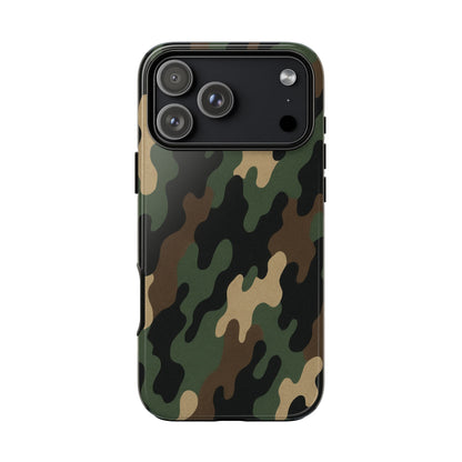Rugged camouflage phone case by Printify with durable protective design for smartphones, featuring a rugged camo pattern.