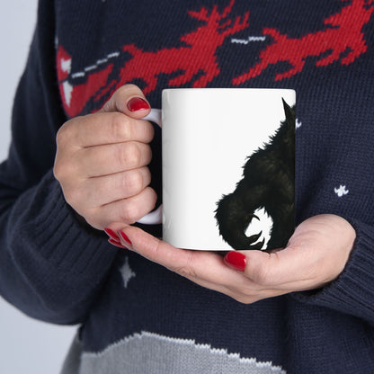 Werewolf Graphic Ceramic Mug, Unique Gift for Animal Lovers, Halloween Decor, Coffee Cup, 11oz 15oz Sizes Available