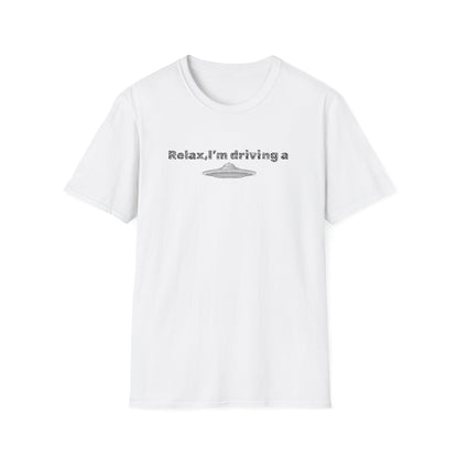 Relaxed UFO Driver T-Shirt, Funny Shirt, Unisex Graphic Tee, Gift for Space Lovers, Casual Wear, Alien Theme Humor