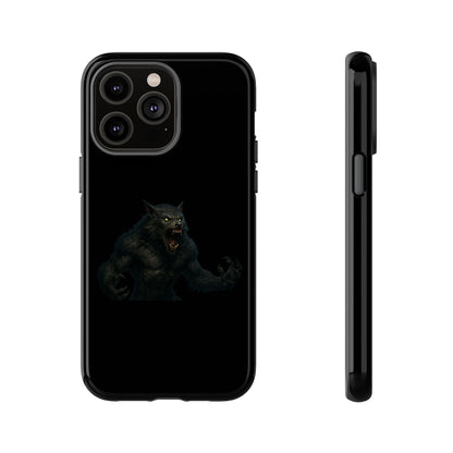 Werewolf phone case with dark monster graphic, tough protective design for smartphones by Printify.