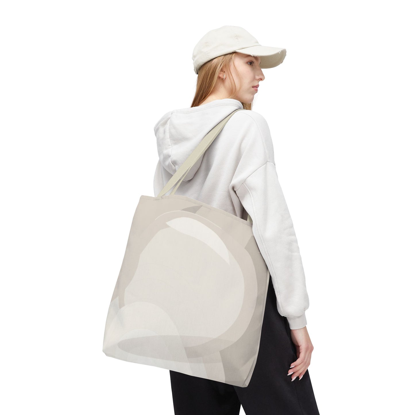 Neutral Abstract Circle Pattern Tote Bag | Minimal Beige AOP Canvas
