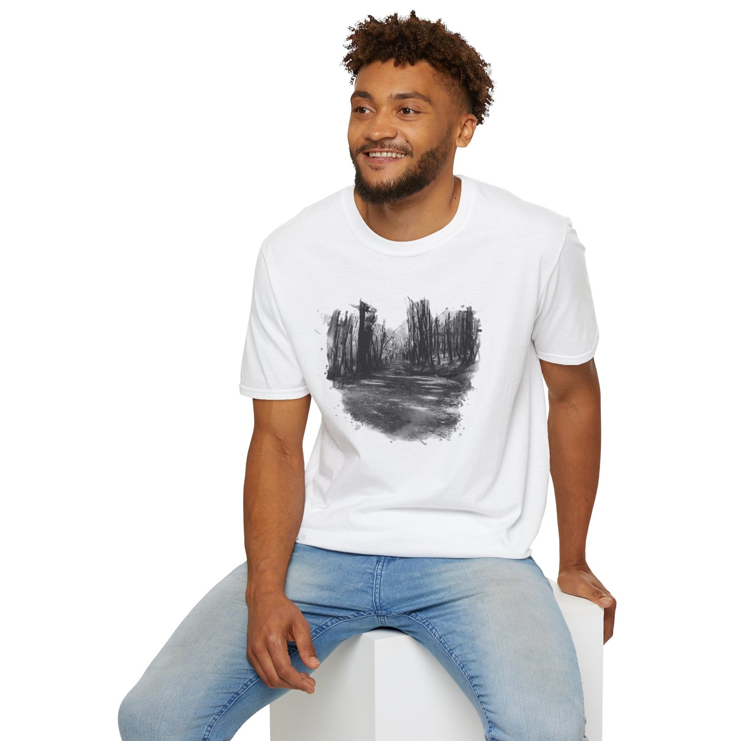 Minimalist Nature-Inspired Unisex Softstyle T-Shirt, Casual Wear, Everyday Style, Gift for Nature Lovers, Eco-Friendly Fashion