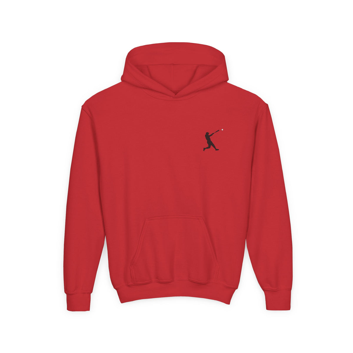 Youth baseball silhouette hoodie for kids, featuring a baseball player design on a comfortable pullover sweatshirt.
