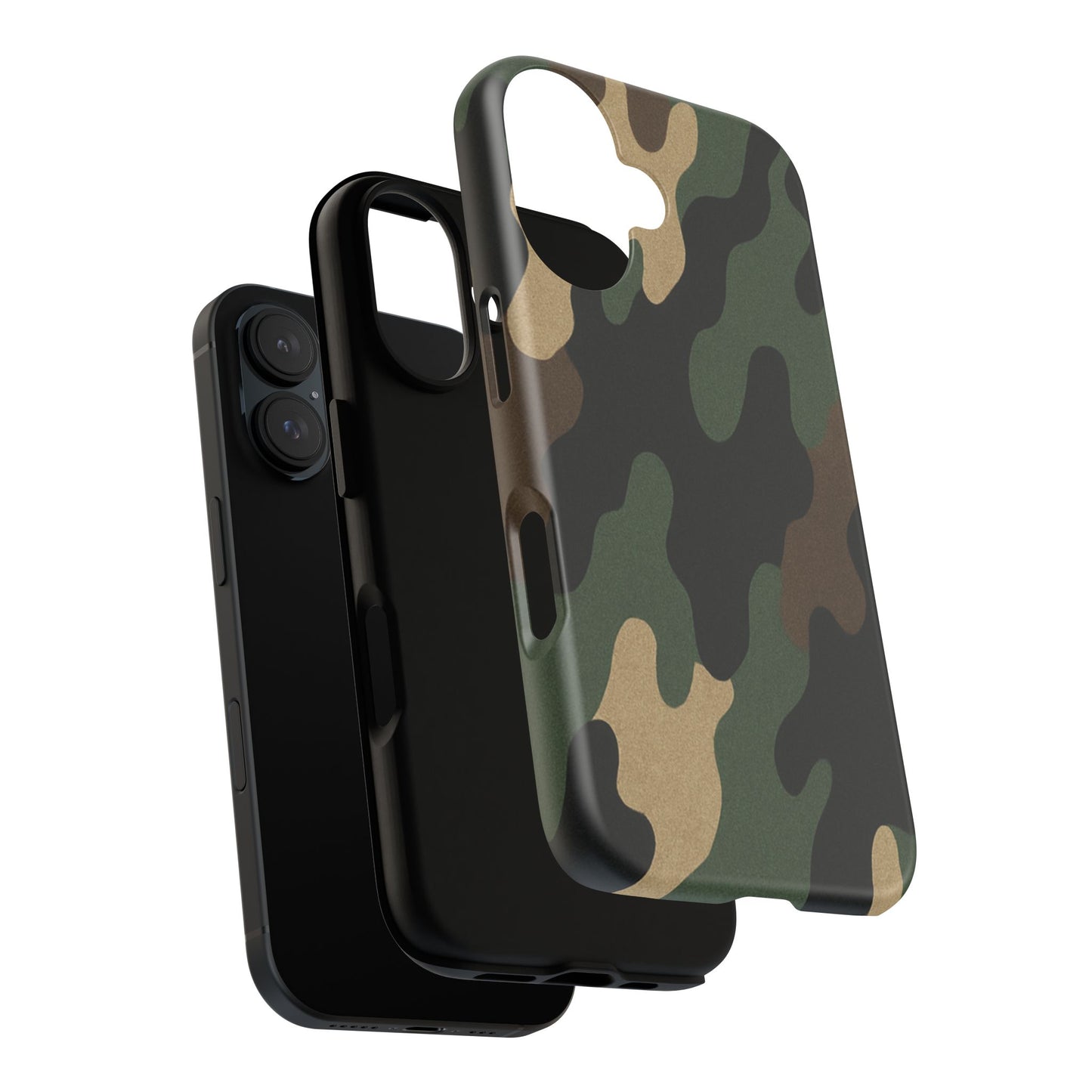 Military green camo tough phone case by Printify, rugged protective cover for smartphones with military-inspired camouflage design.