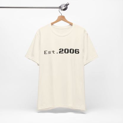 Vintage-style "Established 2006" graphic T-shirt by Printify, featuring bold lettering on a casual birthday gift tee.