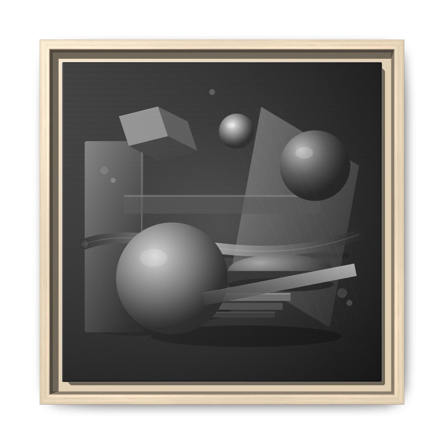 Monochrome Geometric Spheres Canvas Framed Wall Art | Matte Print