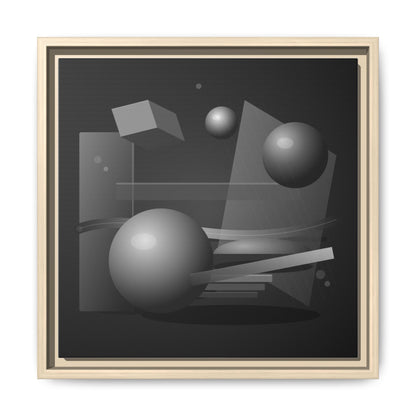 Monochrome Geometric Spheres Canvas Framed Wall Art | Matte Print