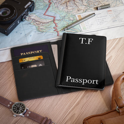 Leather travel passport cover with monogram initials, stylish Printify accessories for secure and elegant passport protection.