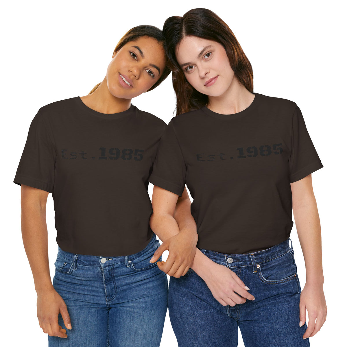 Vintage Est. 1985 graphic T-shirt by Printify featuring retro year design on classic cotton tee.