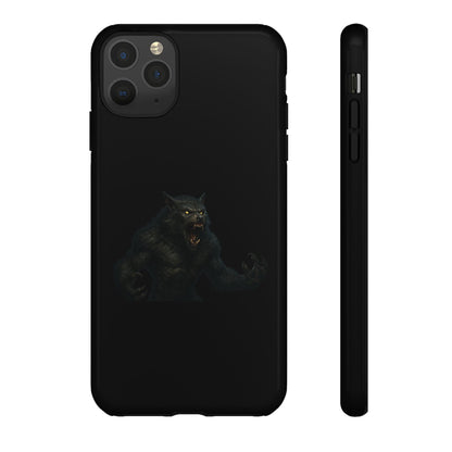 Dark monster graphic werewolf phone case by Printify, rugged protective case for smartphones with fierce, detailed monster design