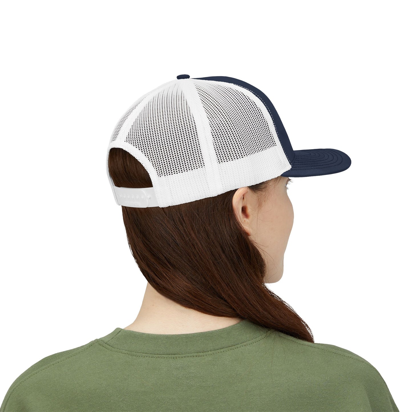 Vintage baseball snapback trucker cap with batter silhouette design, durable hat by Printify featuring classic mesh back and structured front.