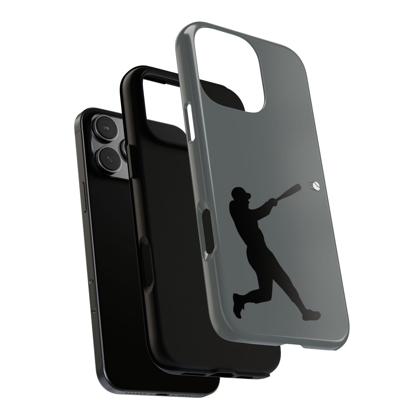 Printify baseball batter phone case, tough protective smartphone cover featuring a baseball player design for fans.
