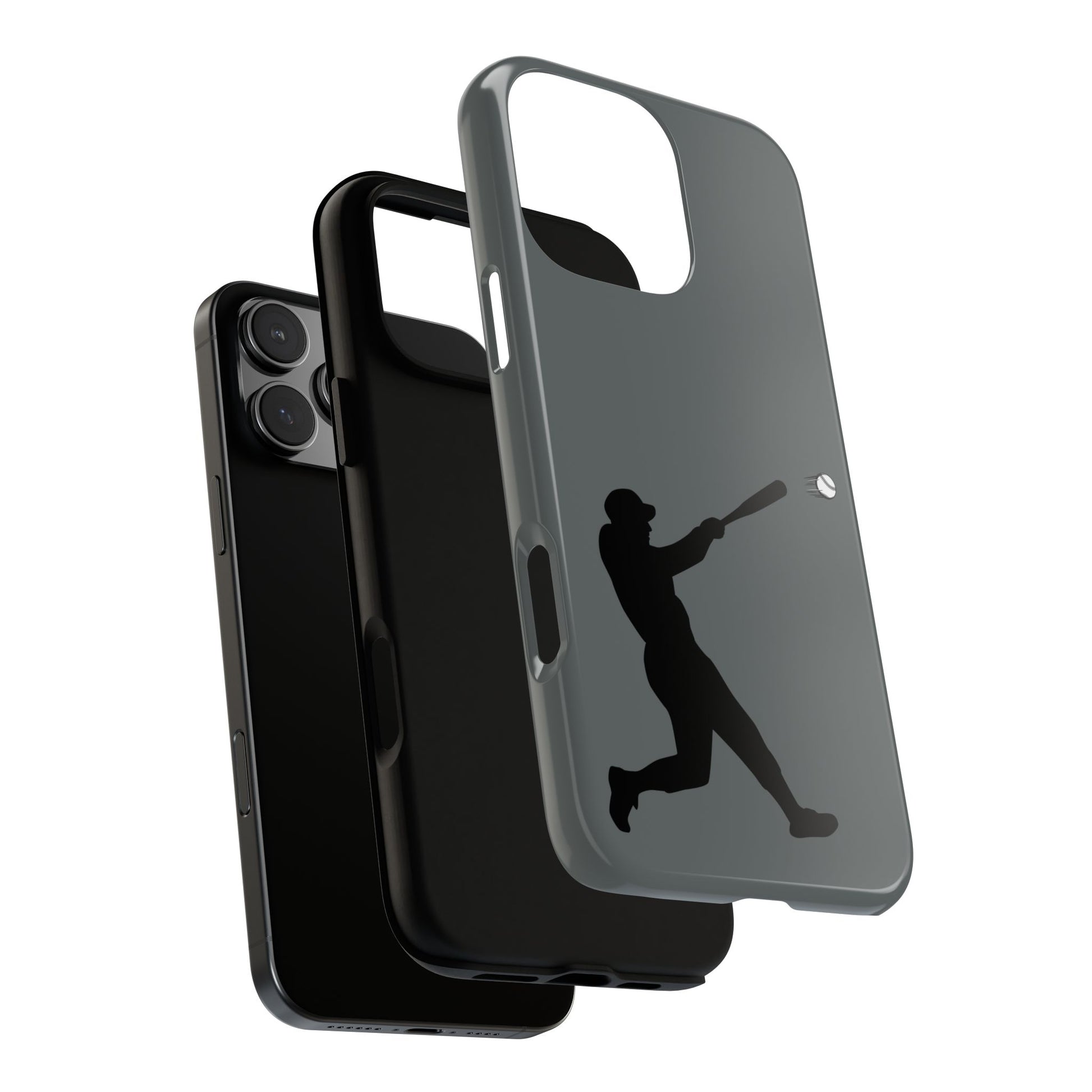 Printify baseball batter phone case, tough protective smartphone cover featuring a baseball player design for fans.