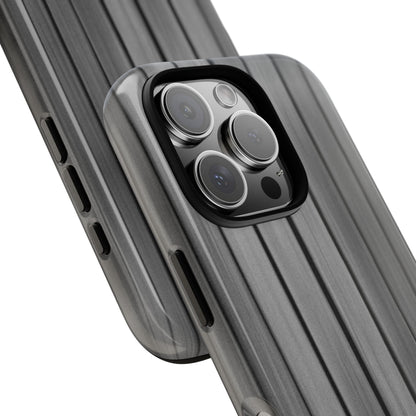 Ribbed metal texture phone case for iPhone, tough protective cover by Printify with durable design and sleek metallic finish.