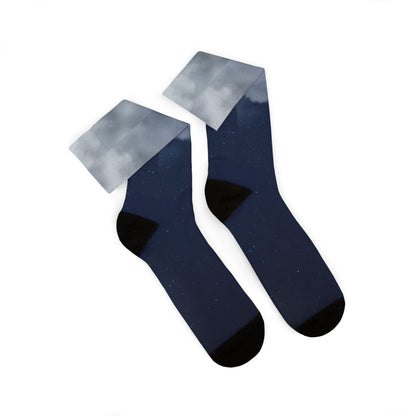 Night Sky Cloud Pattern Socks | Sublimation Crew Socks