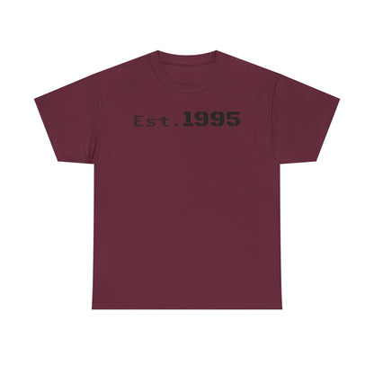Unisex Heavy Cotton Tee - Est. 1995, Vintage Birthday Gift, Customizable Tee, Retro Unisex Shirt, Casual Everyday Wear
