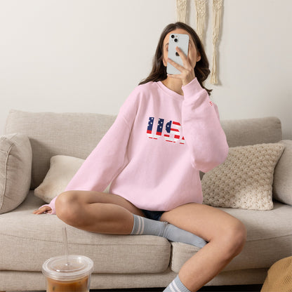 USA Flag Unisex Crewneck Sweatshirt, Cozy Apparel, Casual Wear, Independence Day Gift, Americana Style