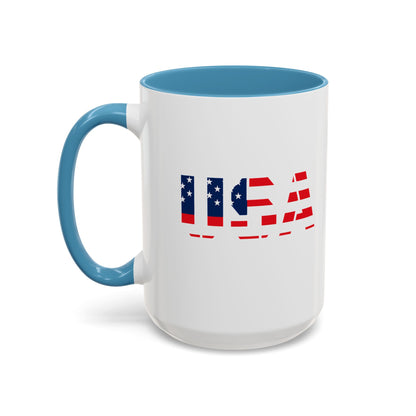 USA Flag Accent Coffee Mug — Patriotic 11/15oz Ceramic Coffee Cup