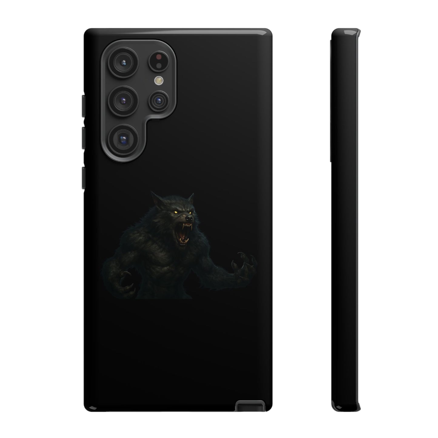 Werewolf phone case with dark monster graphic, tough protective design for smartphones, by Printify.