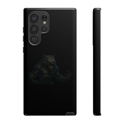 Werewolf phone case with dark monster graphic, tough protective design for smartphones, by Printify.