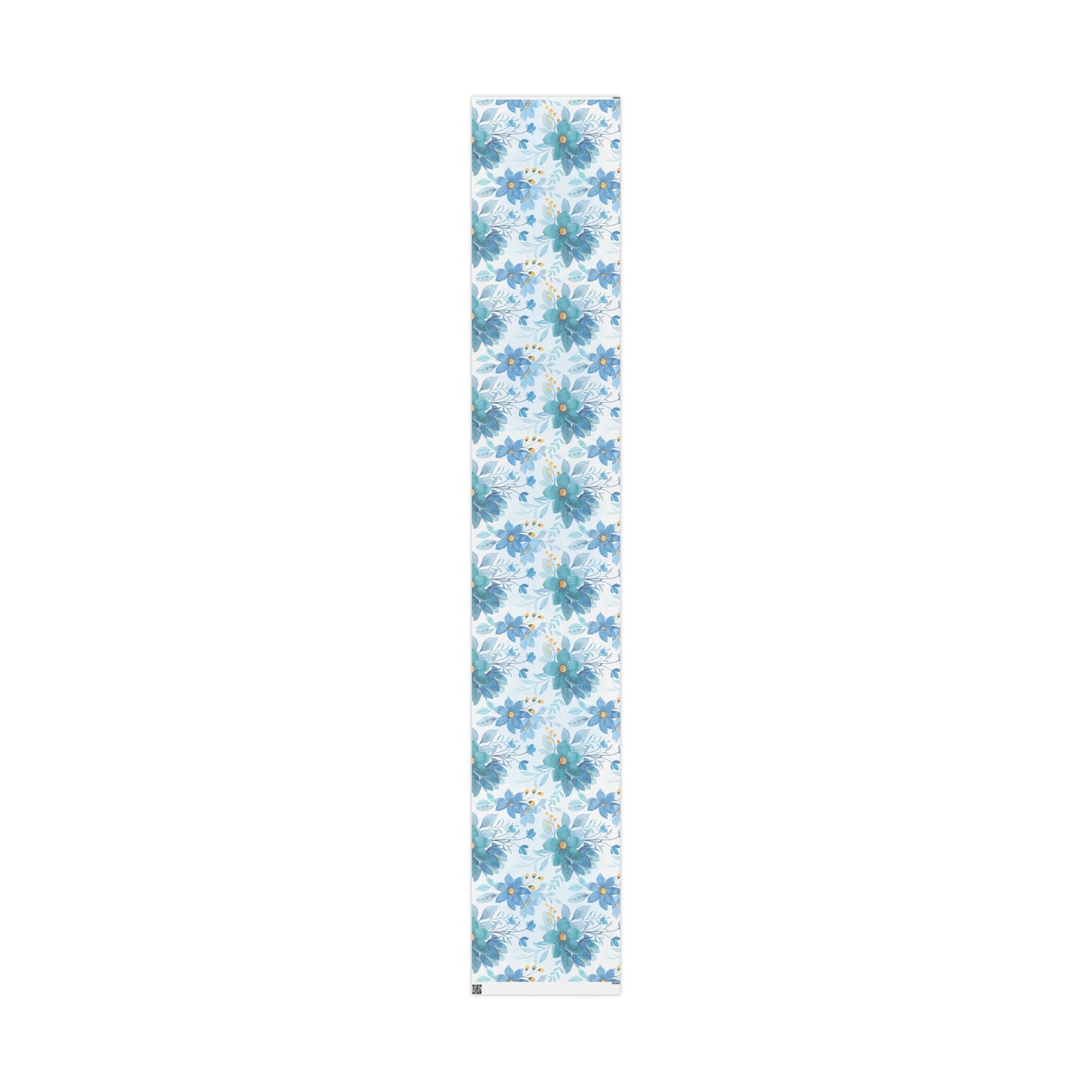 Blue Floral Wrapping Paper Roll — Watercolor Bouquet Gift Wrap